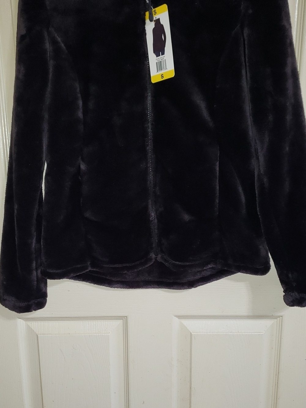 💘🖤💘 PURPLE 32 DEGREES HEAT PLUSH ZIP SOFT COZY VELOUR EGGPLANT JACKET NEW - Picture 4 of 14